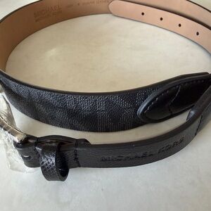 Michael Kors Black Textured Leather Belt
